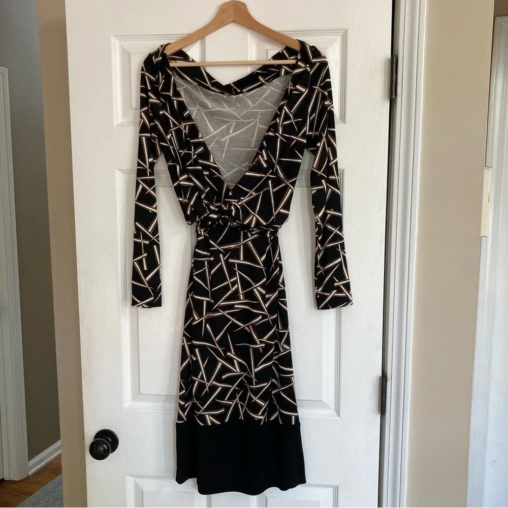 Diane Von Furstenberg Saniah Bis Grass Rain Silk Jersey Wrap Waist Dress, Sz 2